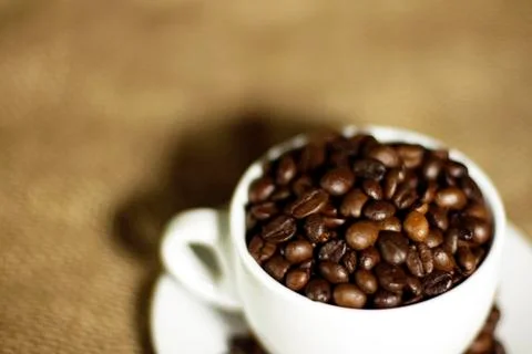 Сoffee beans in a cup close-up Stock Photos