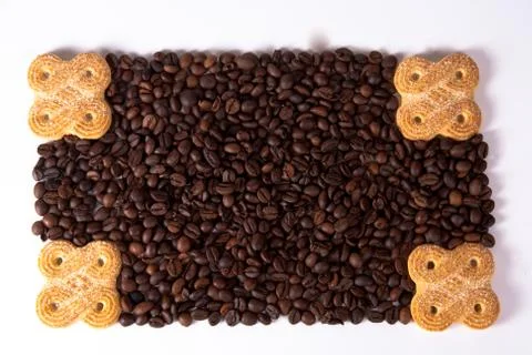 Сoffee grain and cookie Stock Photos