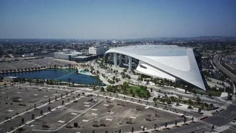 SoFi Stadium and The Forum Fly Over 動画素材 160424745