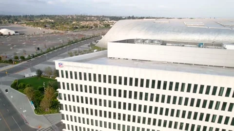 SoFi Stadium Canopy Behind Office Building, 4K Stock Footage 167144341