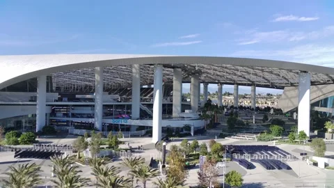 SoFi Stadium Close Up Fly Over 2 Stock Footage 203980330