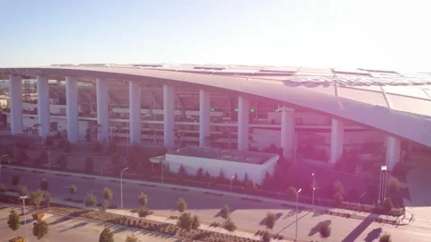 SoFi Stadium Columns and Curved Roof, Extended 4K Orbit Stock Footage 148507046