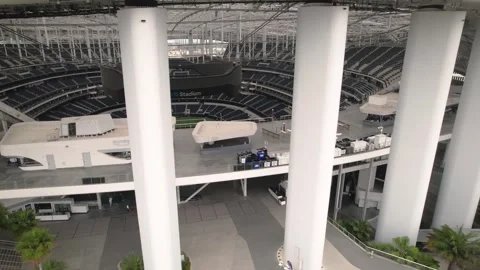 SoFi Stadium Open Seating Bowl Behind White Columns, 4K Stock Footage 247484815