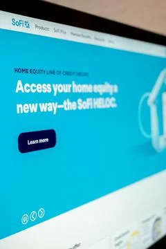 Sofi website displaying home equity line o.. Stock Photos