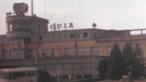 Sofia - 1967: Panoramic footage of the old airport of Sofia, Bulgaria - Daytime Stock-Footage 168976308