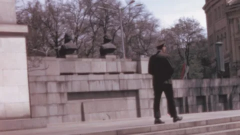 Sofia - 1967: A soldier guarding the Georgi Dimitrov Mausoleum Bulgaria Stock-Footage 168601091
