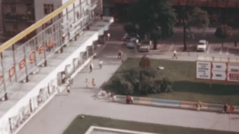 Sofia - 1969: people walk in a central square of the Capital City of Bulgaria Stock-Footage 170540720