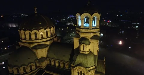 Sofia Aerial Night Stock Footage 58798462