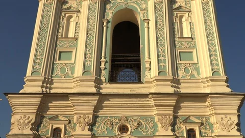 Sofia bell tower of Saint Sophia Cathedral in Kiev at sunny spring day, Kiev Video stock 111724469