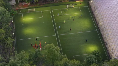 Sofia, Bulgaria - 05 09 2025: Aerial Soccer in Green Urban Park Surrounded by Stock-Footage 310362461
