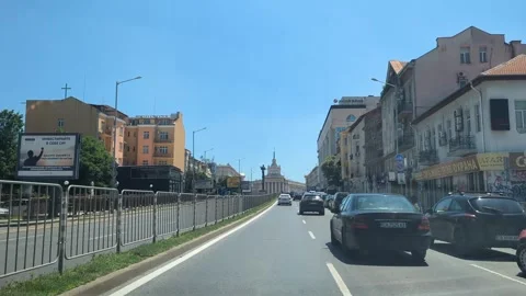 Sofia, Bulgaria - 06 30 2023: Traffic on the road in the heart of the Bulgarian Stock Footage 245221534