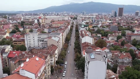 Sofia, Bulgaria - 10/08/2024: Aerial View of Downtown Sofia Street Traffic Stock Footage 287606952