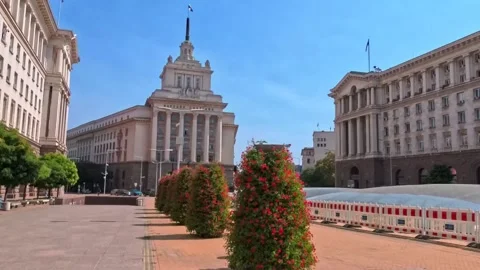 Sofia, Bulgaria - 10.09.2026, Front architectural view of the National Assembly Stock-Footage 345613982