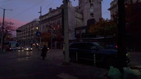 Sofia, Bulgaria - 12/12/2023: Hyperlapse of a walk across Dondukov Blvd. Stock Footage 262039084
