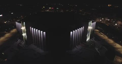 Sofia Bulgaria -14 10 2019: Amazing Night photo of National Palace of Culture in Stock Footage 119690353
