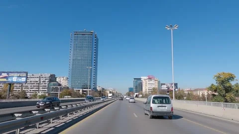 Sofia, Bulgaria - 15 Mar, 2023: Rush hour drive in heavy traffic on multiple Stock Footage 260299417