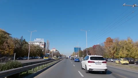 Sofia, Bulgaria - 15 Mar, 2023: Rush hour drive in heavy traffic on multiple  Stock Footage 325626034