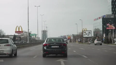 Sofia, Bulgaria - 15 Mar, 2023: Pov from the windshield of a driving car on a Video stock 325626649