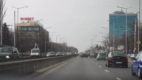 Sofia, Bulgaria - 15 Mar, 2023: Traffic jam driving through the Sofia city in Video stock 325626678