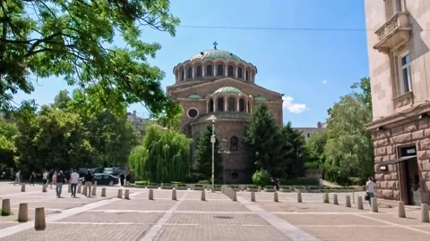 Sofia, Bulgaria - 16.06.2025, Walk through the green public park in front of Stock Footage 315296676