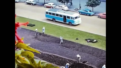 Sofia, Bulgaria, 1963 - Some female workers arrange the gardens 库存影片 175929699