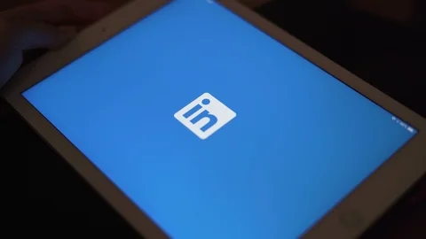 Sofia, Bulgaria-23 03 2020: Starting Linkedin app on tablet Stock Footage 127182819