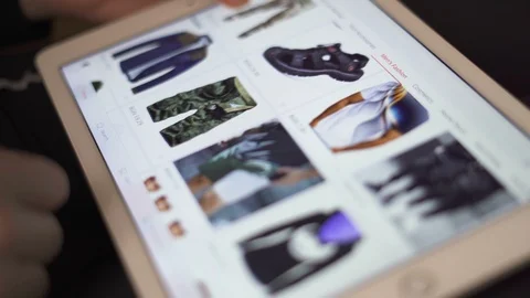 Sofia, Bulgaria-23 03 2020: Online shopping at AliExpress app on tablet. Stay 스톡 동영상 127183897