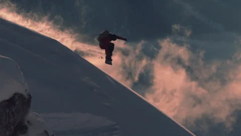 Sofia, Bulgaria 23 February 2017: Freestyle snowboarder performs a big jump, cha Stock Footage 141901993