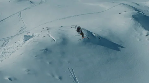 Sofia, Bulgaria 23 February 2017: Freestyle skier performs a big jump with backf Stock Footage 141908290