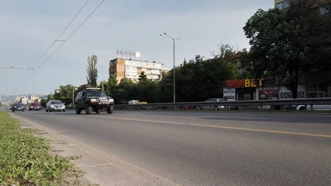 Sofia, Bulgaria - 23 May, 2019: Rush hour traffic on a busy freeway in the ci Stock Footage 197343892