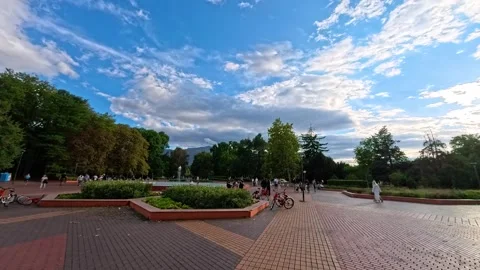 Sofia, Bulgaria - 8.31.2025. Summer evening at South Park near the main fountain Video stock 320725137