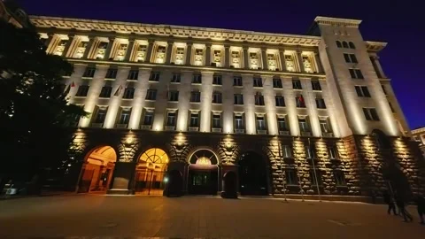 Sofia, Bulgaria - 9.20.2025. Panoramic night view of the illuminated Stock Footage 319553587