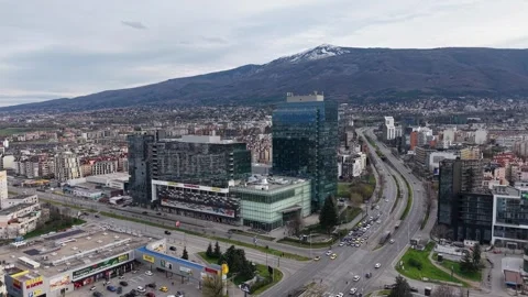 Sofia, Bulgaria - April 11, 2026: Sofia Bulgaria Mall and Vitosha Mountain Stock Footage 332548097