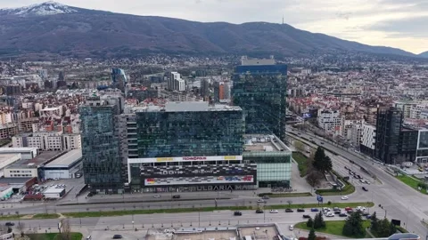 Sofia, Bulgaria - April 11, 2026: Aerial view of Bulgaria Mall and offices Stock Footage 332643262