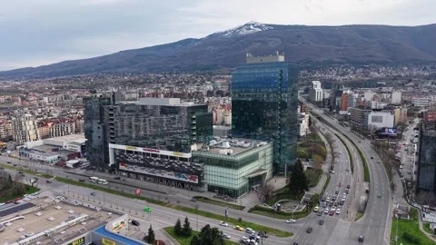 Sofia, Bulgaria - April 11, 2026: Aerial Push Toward Bulgaria Mall Complex Stock Footage 332644410