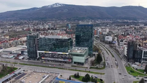 Sofia, Bulgaria - April 11, 2026: Bulgaria Mall and office towers aerial view Stock Footage 332660415