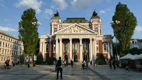SOFIA, BULGARIA - APRIL 27, 2018: Ivan Vazov National Theatre. Stock Footage 152630482
