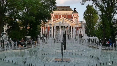SOFIA, BULGARIA - APRIL 27, 2018: Ivan Vazov National Theatre. Stock Footage 152630505
