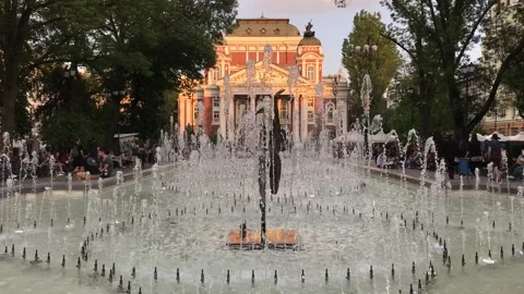 SOFIA, BULGARIA - APRIL 27, 2018: Ivan Vazov National Theatre. Time lapse. Stock Footage 152642513