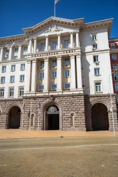 SOFIA BULGARIA August 12: View of the old bulgarian parliament from serdika Stock Photos