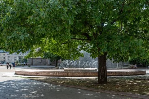 Sofia, Bulgaria, August 19, 2023: Fountain near The National Archaeological.. Stock Photos