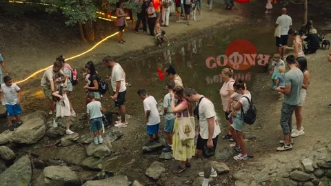SOFIA, BULGARIA - AUGUST 29, 2026: People and families gathering near shallow 動画素材 345900898