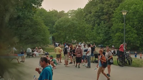 SOFIA, BULGARIA - AUGUST 29, 2026: Crowds of people gathering and strolling in Stock-Footage 345901642