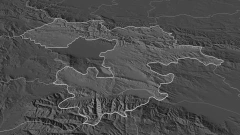 Sofia, Bulgaria. Bilevel elevation map with surface waters Stockillustratie
