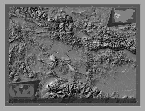 Sofia, Bulgaria. Bilevel elevation map with lakes and rivers Illustrazione stock