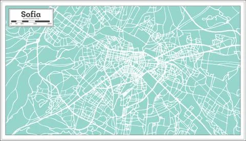 Sofia Bulgaria City Map in Retro Style. Outline Map. Illustrazione stock