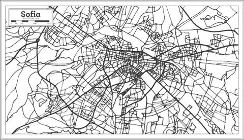Sofia Bulgaria City Map in Retro Style. Outline Map. Illustrazione stock