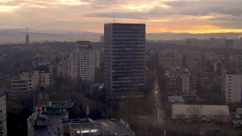 Sofia Bulgaria City Skyline Timelapse Sunset Dusk Stock Footage 128367735