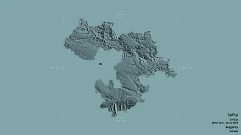 Sofia, Bulgaria. Colored elevation map Stockillustratie