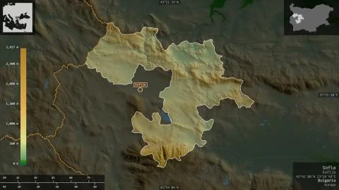 Sofia, Bulgaria. Colored shader data with lakes and rivers Stock Illustration